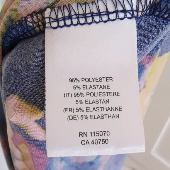 NINA Leonard navy blue floral Jersey top with flare sleeves size L - Picture 6 of 11